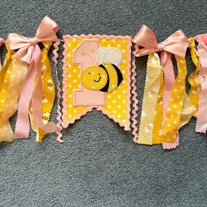 Bee first birthday banner